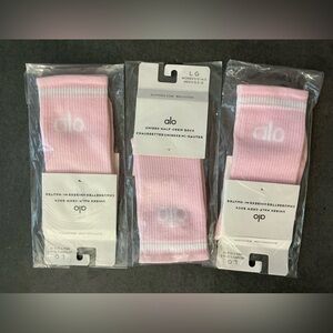 ALO 3 pairs pink unisex, crew socks, size large